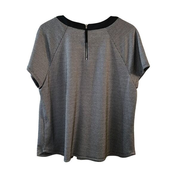 Elle Women's Short Sleeve Top Houndstooth Peter Pan Collar Size Large - Picture 5 of 5